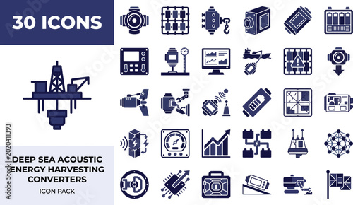 Acoustic energy harvesting icons for deep sea monitoring control network
