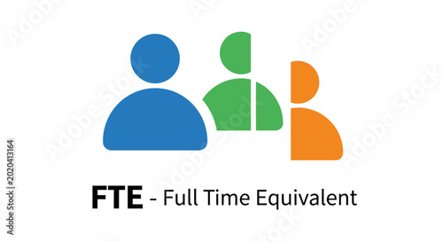 Schilderij op canvas Vector icon illustration of FTE Full Time Equivalent concept with group of people silhouettes