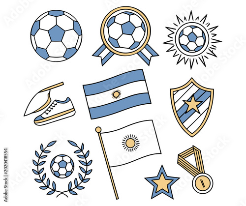 A vector collection of black soccer and football icons featuring a set of balls and sport symbols for web design and game illustrations