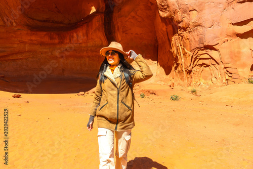 Photos Woman exploring monument valley during a navajo jeep tour