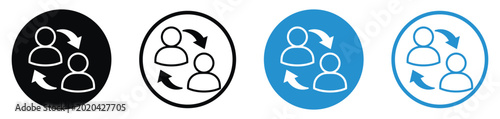 Fotografía Minimalist circular icons depicting two users with rotating arrows