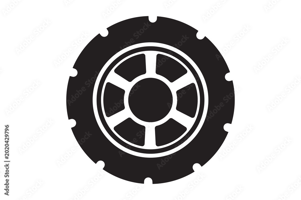 Obraz premium wheel icon, car wheel isolated on white background, car wheel with tire icon.