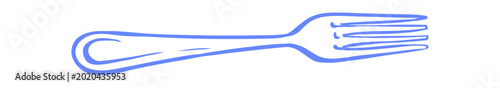 Fotografía Coquette italian brunch doodle fork icon on white background, simple breakfast and restaurant food sketch
