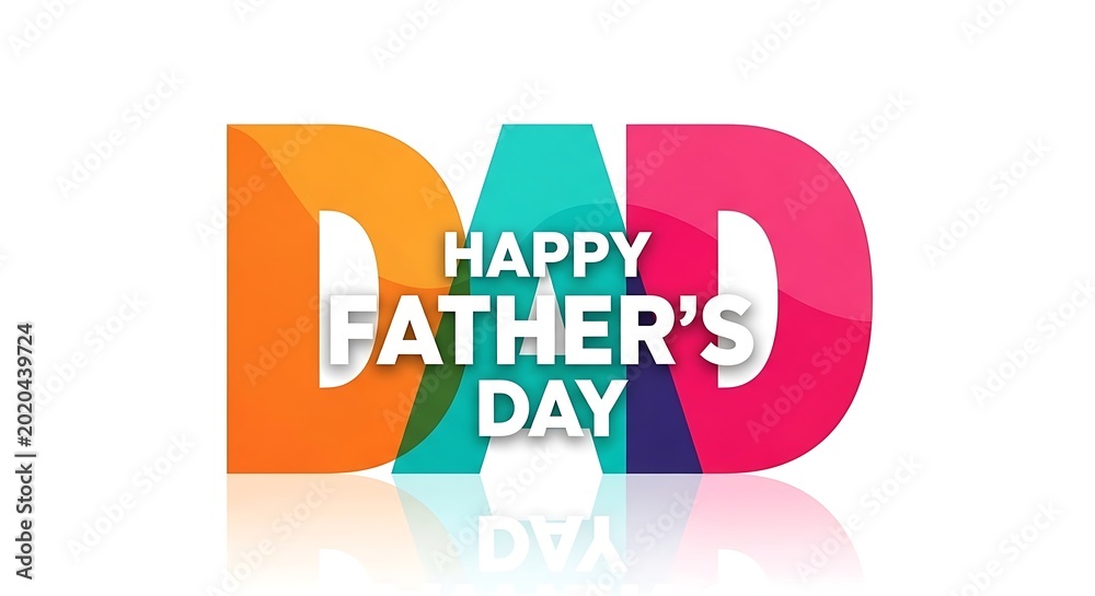 Fototapeta premium Colorful bold typography letters forming dad word with happy fathers day message for modern greeting card banner and poster.