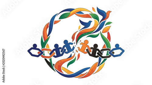 colorful people chain link logo.