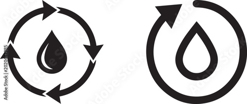 Fotografi Water drop icon surrounded by circular arrows symbolizing water cycle and recycling process vector illustration