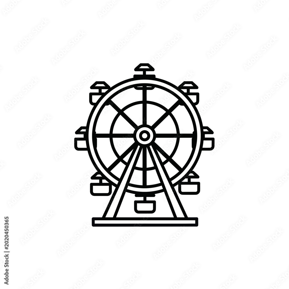 Obraz premium Ferris Wheel Icon Line Art