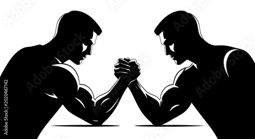 Photos Arm Wrestling Silhouette: Two Men Competing, Strength and Rivalry