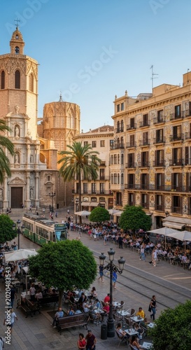 Valencia Spain Cityscape - Historic Architecture and Vibrant Urban Scene.