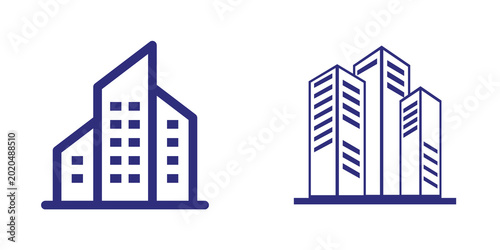 Skyscraper icons isolated on transparent background