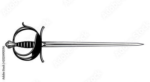 Foto Antique Rapier Sword Vector Illustration - Vintage Weapon