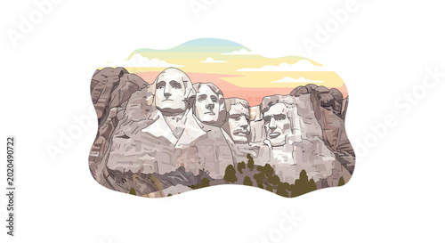 Bild auf Leinwand Mount Rushmore National Memorial, USA - Stylized Illustration