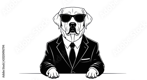 Cuadro en lienzo Cool Dog in Suit and Sunglasses, Business Professional, Ready for Work