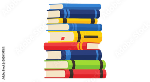 Photos Stack of Colorful Books Isolated on White Background