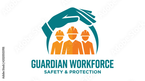 Guardian Workforce Safety and Protection Logo Featuring Workers Under Protective Hand.