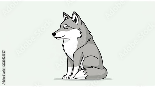 фотографія Gray wolf sitting profile view.
