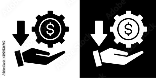 Cost Reduction  Icon Set White Glyph Style Collection
