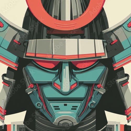 Futuristic Samurai Helmet Illustration