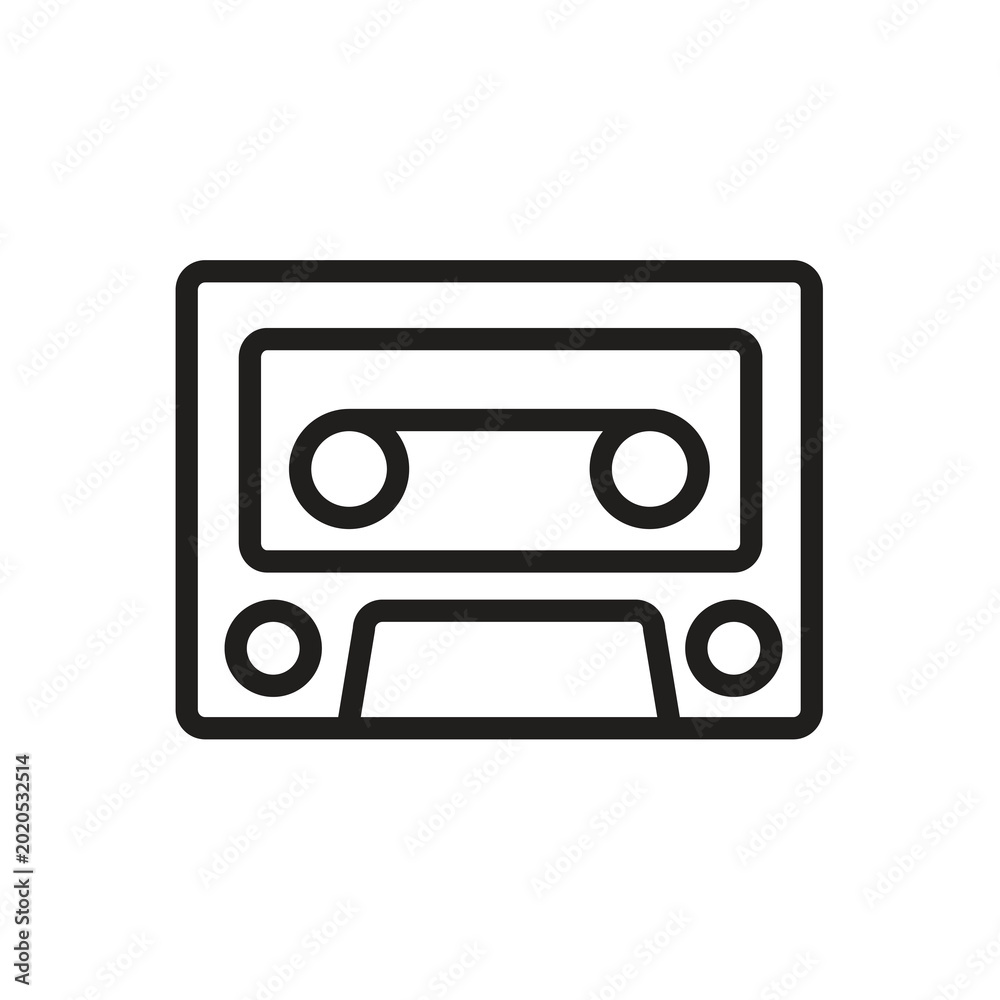 Fototapeta premium Retro Cassette Tape Outline Icon.Classic Cassette Line Icon..eps