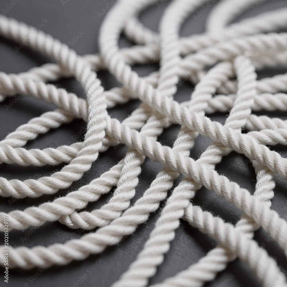 Fototapeta premium Dramatic Lighting String Detail. Stylized, Realistic Illustration Featuring A White Rope In A Set Context