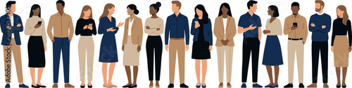 Photos Diverse Group of Business People Standing Together in Flat Vector Illustration f