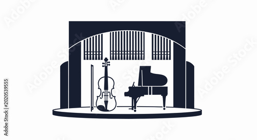 Canvastavla Piano and Guitar on Stage.