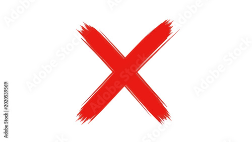 Obraz na płótnie Red X Mark Symbol, Brush Stroke, White Background, Negative Sign