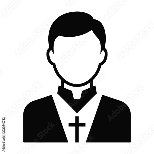 Bild auf Leinwand Clergyman portrait icon black silhouette
