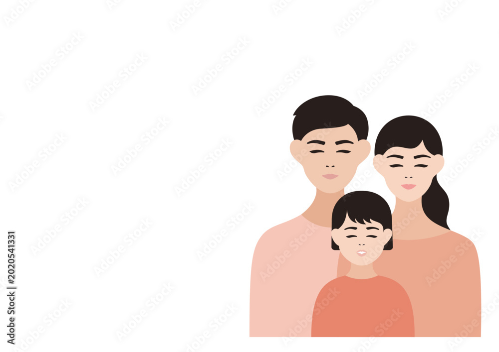 Obraz premium 笑顔の家族のベクターイラスト素材（女の子）