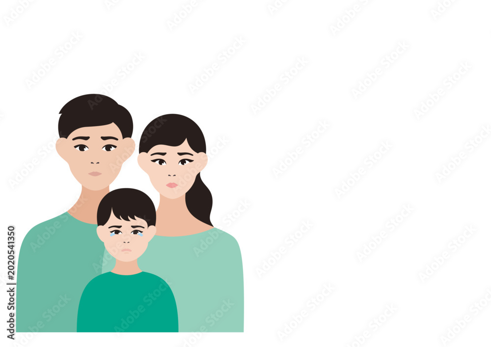 Obraz premium 悩む・困る家族のベクターイラスト素材（泣く男の子）