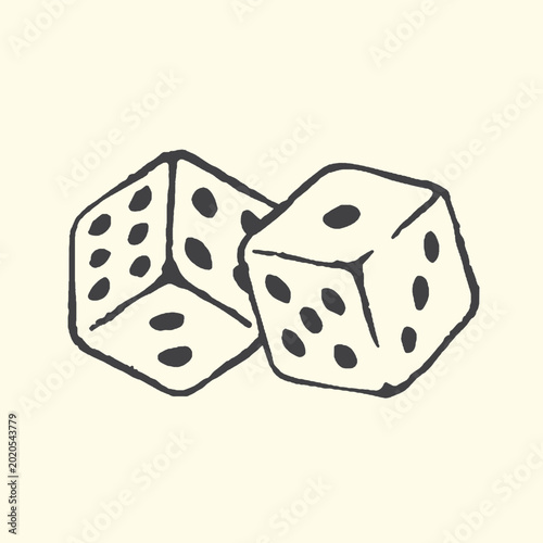 Billede på lærred Two dice illustration showing 5 and 4 with gambling entertainment activity colle