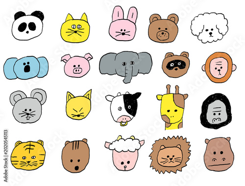 手書きイラストセット　アイコン　動物　かわいい