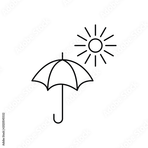 umbrella and sun icon