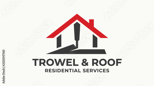 Free Download Trowel and Roof Residential Services Logo Featuring House and Trowel. - GFXLoad