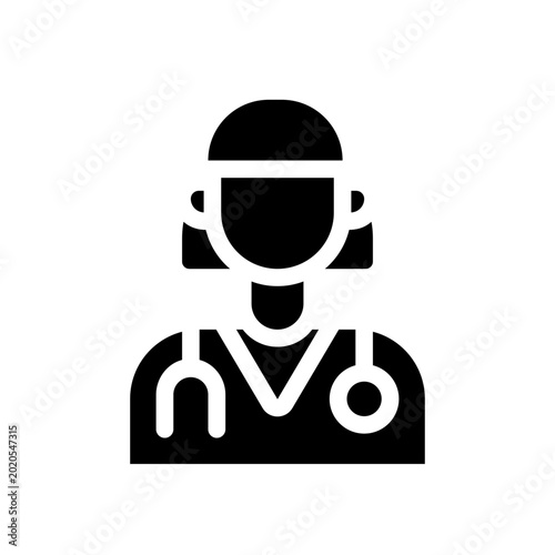 women doctor glyph icon perfect for healthcare flyers, medical presentations, hospital brochures, health awareness posters, and wellness social media content