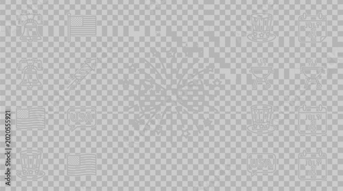 American National Symbols Outline Pattern Background - USA Patriotic Montage