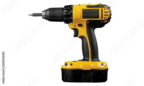Foto Professional Cordless Electric Drill with Battery Pack Isolated on transparent p