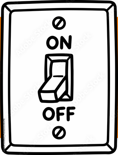 Simple line art illustration of a wall light switch.