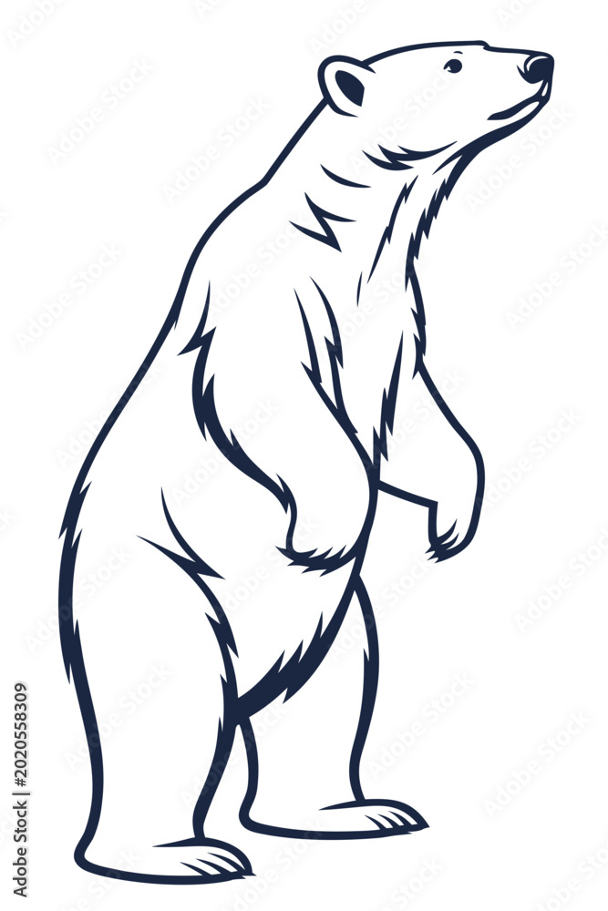 Fototapeta premium Stylized polar bear standing silhouette vector illustration with wildlife