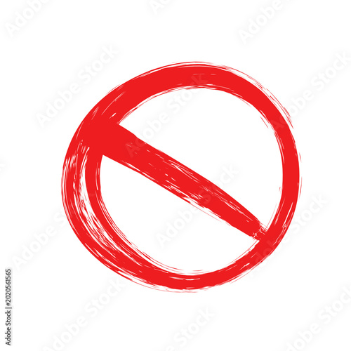 Foto Red Grunge Prohibition Sign Hand Drawn No Entry Cross Illustration