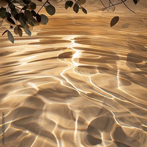 Beautiful Eucalyptus Shadow Overlay on Cream Marble