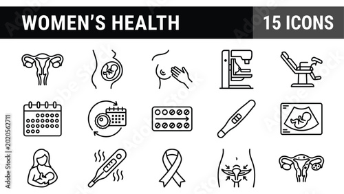 Foto Women's health medical icons set