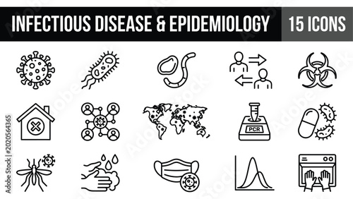 Fotografía Infectious disease and epidemiology icon set