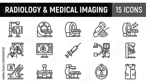 Foto Medical imaging icons set, radiology symbols