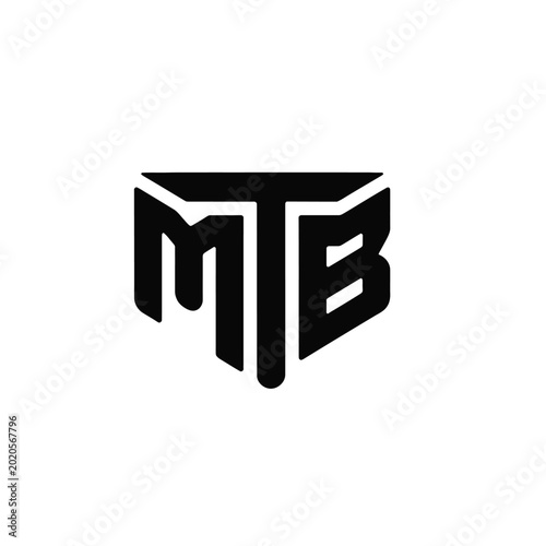 MTB Monogram Logo Vector Icon with Bold Geometric Letters in Shield Shape