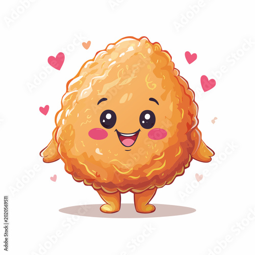 Cute Fried Food Character with Hearts