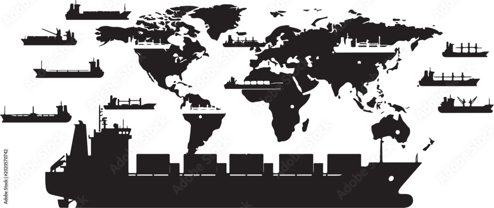 Obraz premium Global Shipping and Logistics Silhouette Illustration