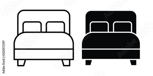 Foto Double bed icon line vector set. Solid style icons