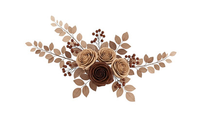 Brown Floral Arrangement with Roses and Berries