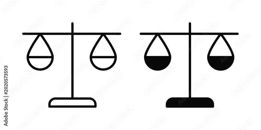 Foto justice balance scale icon line vector set. Solid style icons